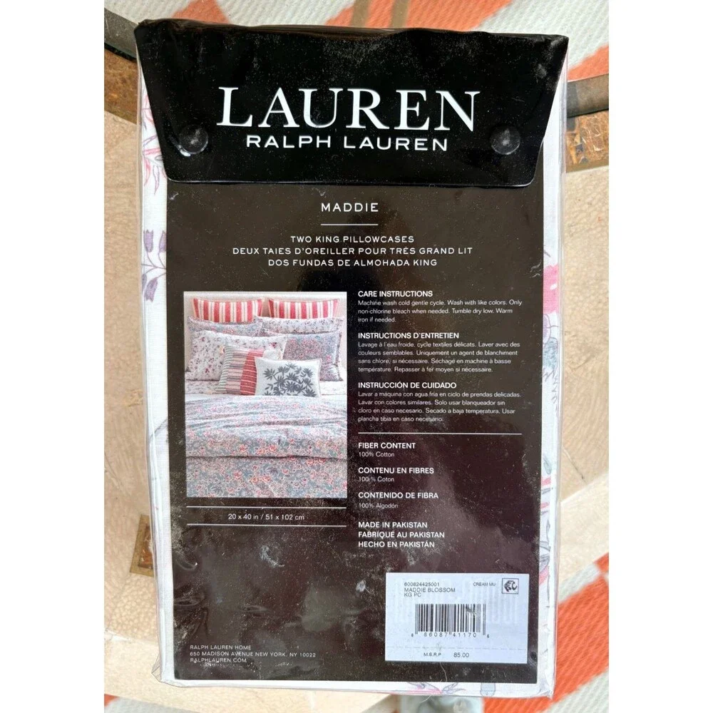 Lauren Ralph Lauren Maddie Blossom King Pillowcases 2pc Set Floral Cotton New